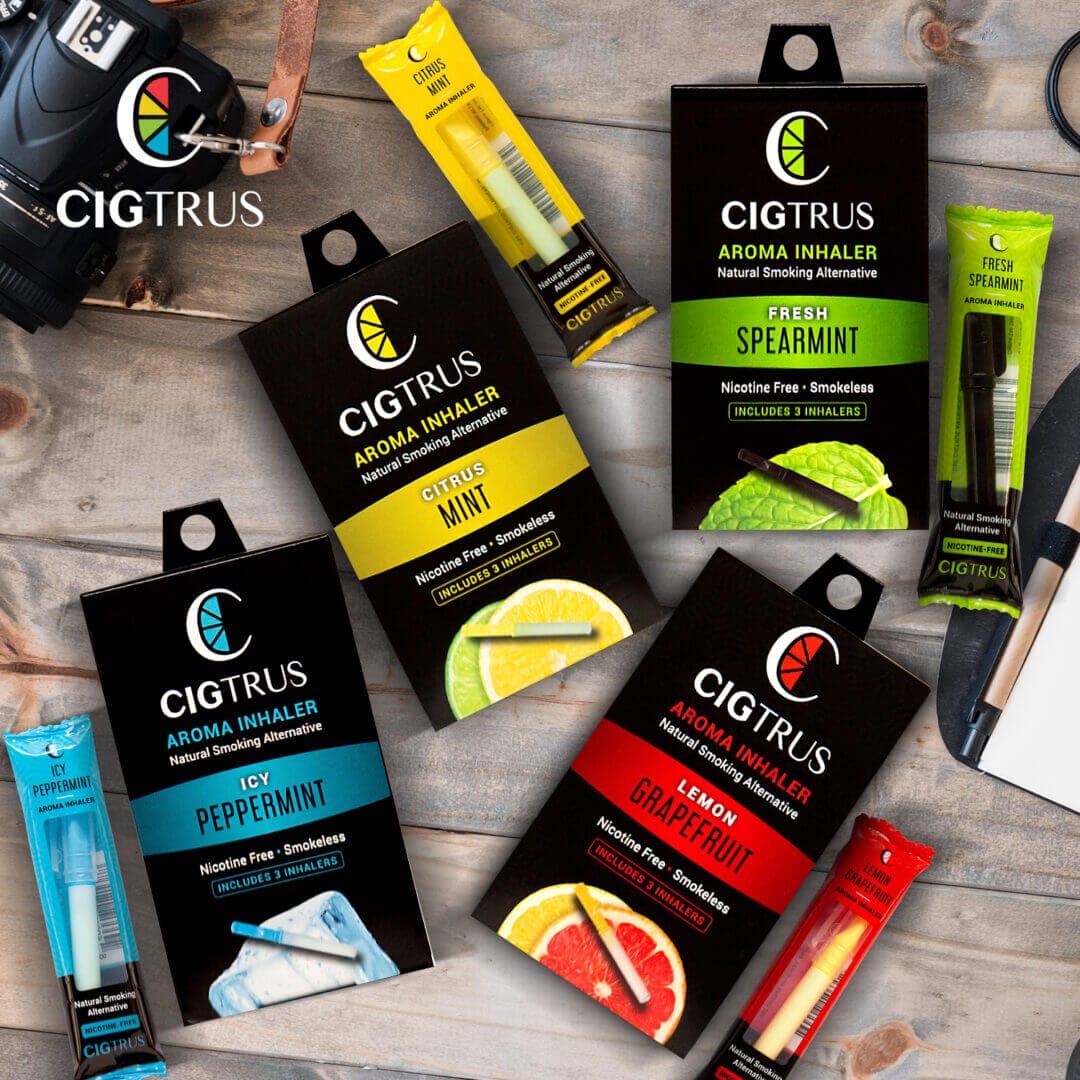 Cigtrus Natural Smoking Alternative – Nicotine-Free, Tobacco-Free Smokeless Aroma Inhaler | Quit Smoking, Craving Relief | Pick Your Flavor 4 Flavor options Citrus, Mint, Peppermint, & Spearmint