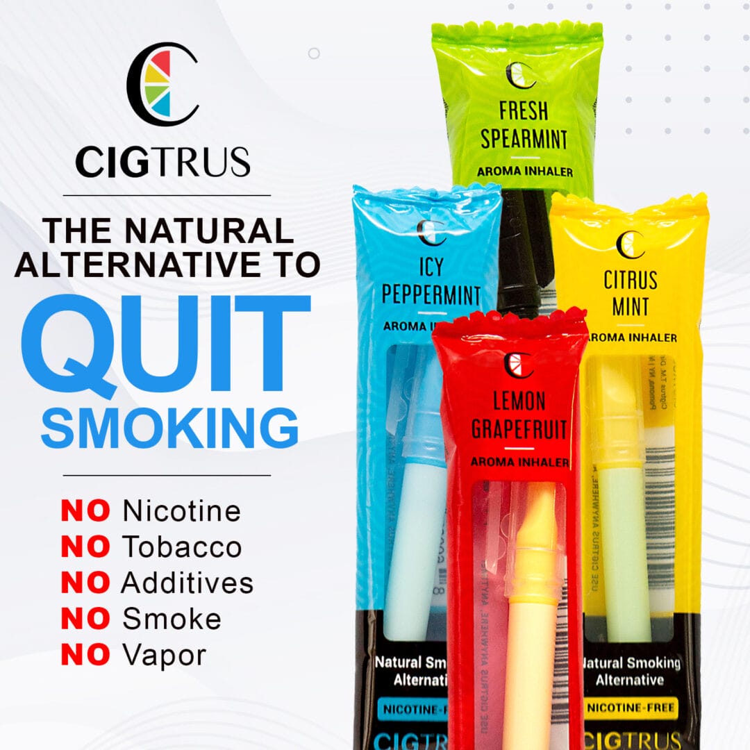 Cigtrus Natural Smoking Alternative – Nicotine-Free, Tobacco-Free Smokeless Aroma Inhaler | Quit Smoking, Craving Relief | Pick Your Flavor 4 Flavor options Citrus, Mint, Peppermint, & Spearmint