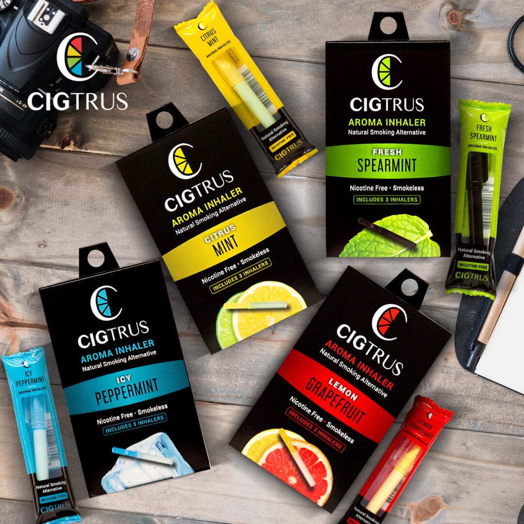 Cigtrus Natural Smoking Alternative – Nicotine-Free, Tobacco-Free Smokeless Aroma Inhaler | Quit Smoking, Craving Relief | 4 Flavor 3 Pack options Citrus, Mint, Peppermint, & Spearmint