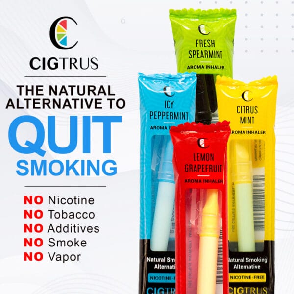 Cigtrus Natural Smoking Alternative – Nicotine-Free, Tobacco-Free Smokeless Aroma Inhaler | Quit Smoking, Craving Relief | 4 Flavor 3 Pack options Citrus, Mint, Peppermint, & Spearmint