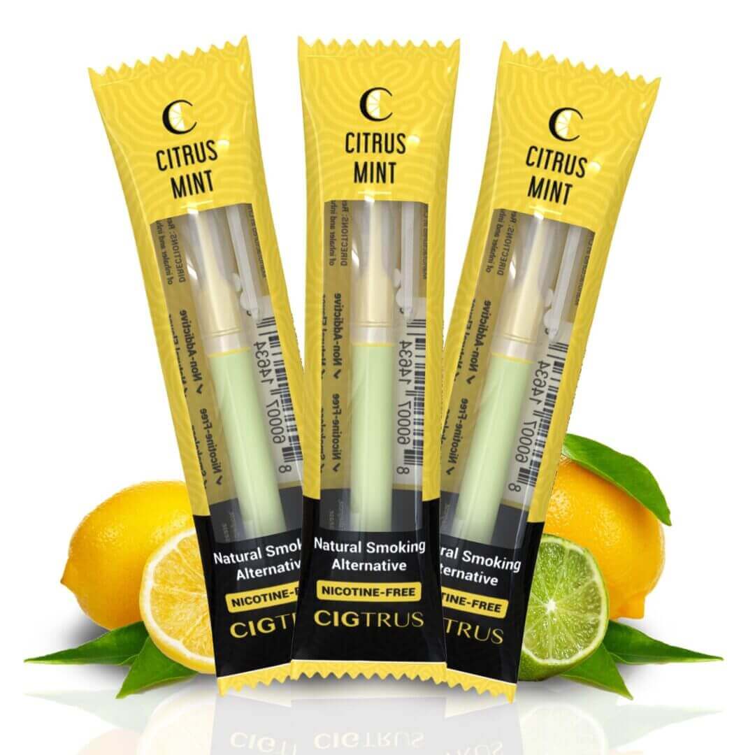 Cigtrus Smokeless Nicotine Free Natural Quit Smoking Aid Oral Fixation Cravings Relief Refreshing Flavored Air Puffer Citrus Mint