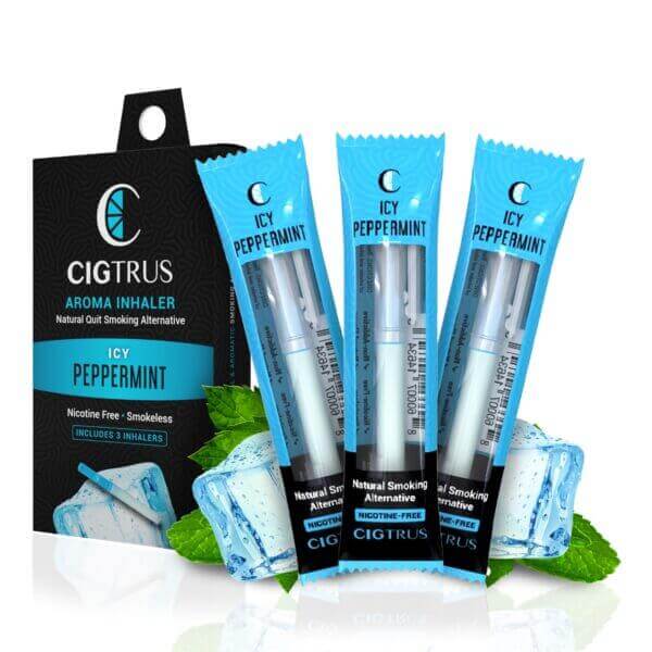 Cigtrus Smokeless Nicotine Free Natural Quit Smoking Aid Oral Fixation Cravings Relief Refreshing Flavored Air Puffer Icy Peppermint 3 Pack