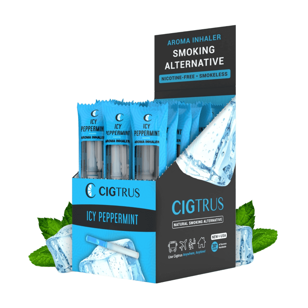 Cigtrus Smokeless Nicotine Free Natural Quit Smoking Aid Oral Fixation Cravings Relief Refreshing Flavored Air Puffer Icy Peppermint20 Pack