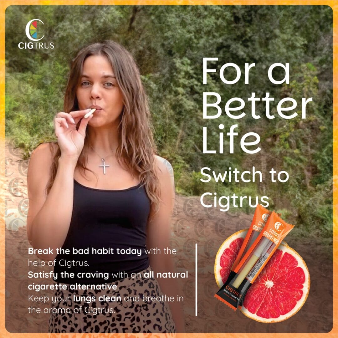 Cigtrus Natural Smoking Alternative – Nicotine-Free, Tobacco-Free Smokeless Aroma Inhaler Quit Smoking, Craving Relief | Citrus Grapefruit & Fresh Spearmint Flavor Variety Pack