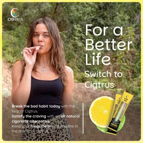 Cigtrus Natural Smoking Alternative - Nicotine-Free, Tobacco-Free Smokeless Aroma Inhaler | Craving Relief & Stop Vaping Support | Citrus Grapefruit & Icy Peppermint Combo 3 Pack Each