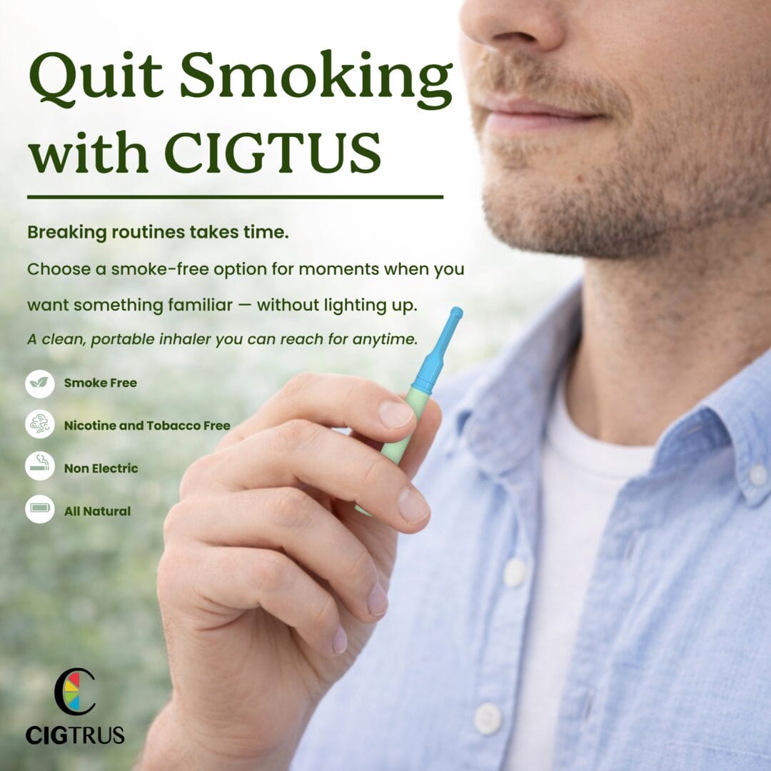 Person using Cigtrus Mullein Leaf inhaler