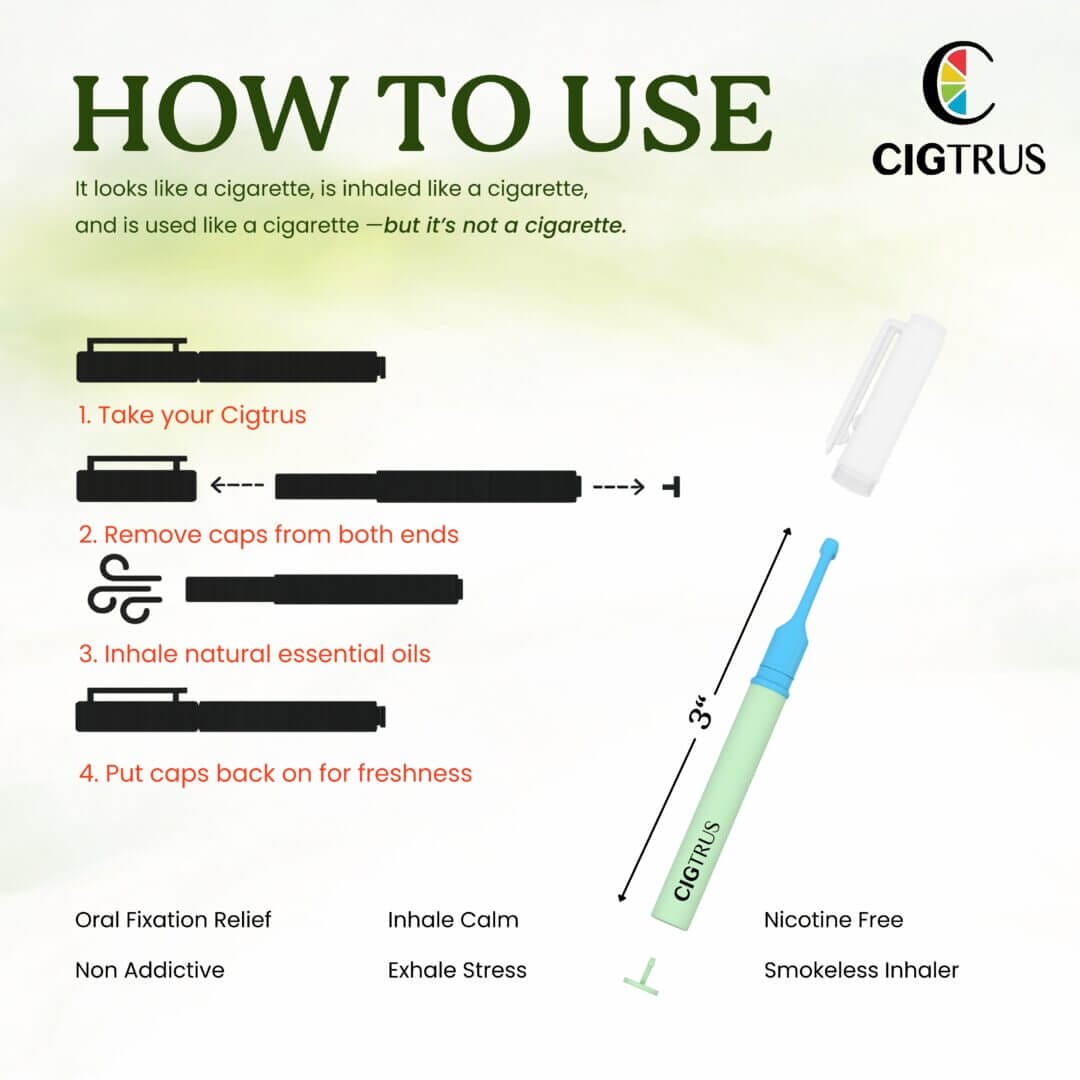 how to use Cigtrus peppermint smokeless inhaler instructions nicotine-free non-electric inhaler steps