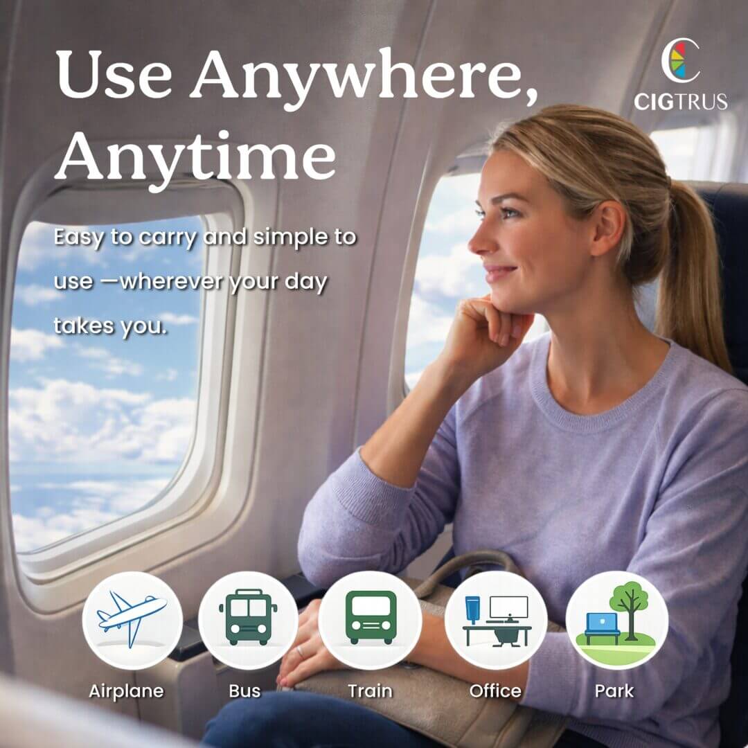 Cigtrus inhaler airplane travel smokeless nicotine-free portable inhaler use anywhere